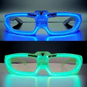 LED Eyewear Set of 2 Light Up Rave Tech Party Blue and Green